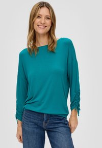 s.Oliver MIT RAFFUNG AN DEN ÄRMELN - Langarmshirt - petrol