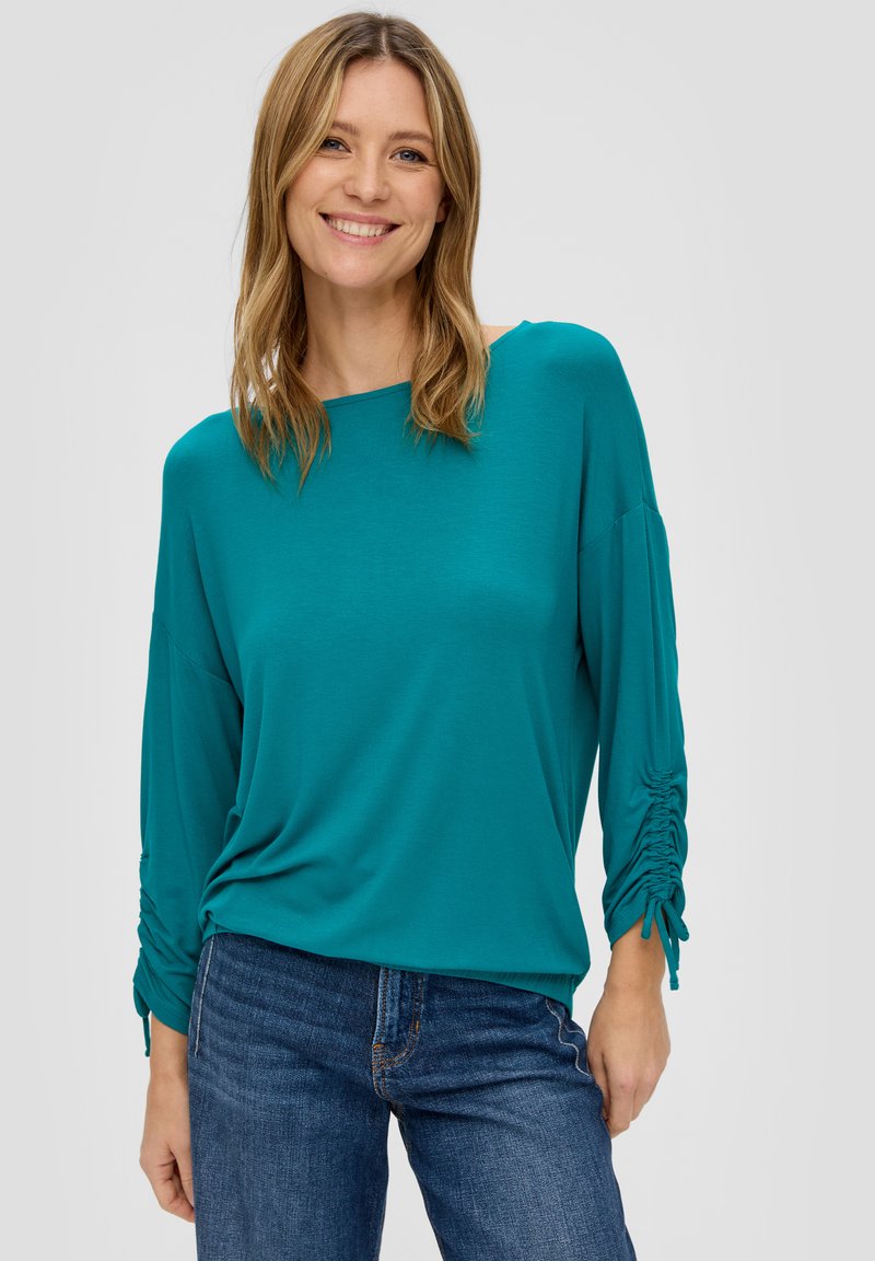 s.Oliver MIT RAFFUNG AN DEN ÄRMELN - Langarmshirt - petrol