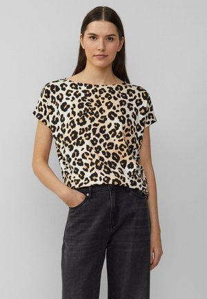 s.Oliver MIT LEO-MUSTER - Print T-shirt - ecru