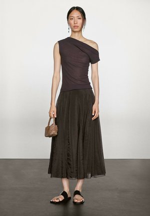 Massimo Dutti ASYMMETRIC - Print T-shirt - brown