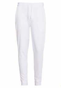 Witte joggingsbroek van zachte stof, met een elastische tailleband met trekkoord, twee zijzakken en taps toelopende manchetten.