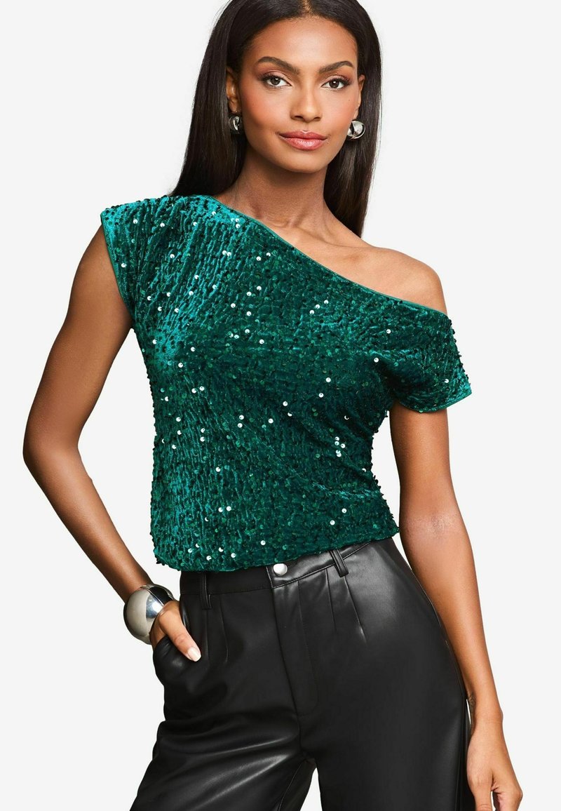 Lipsy SEQUIN SLASH - REGULAR FIT - Bluză - green