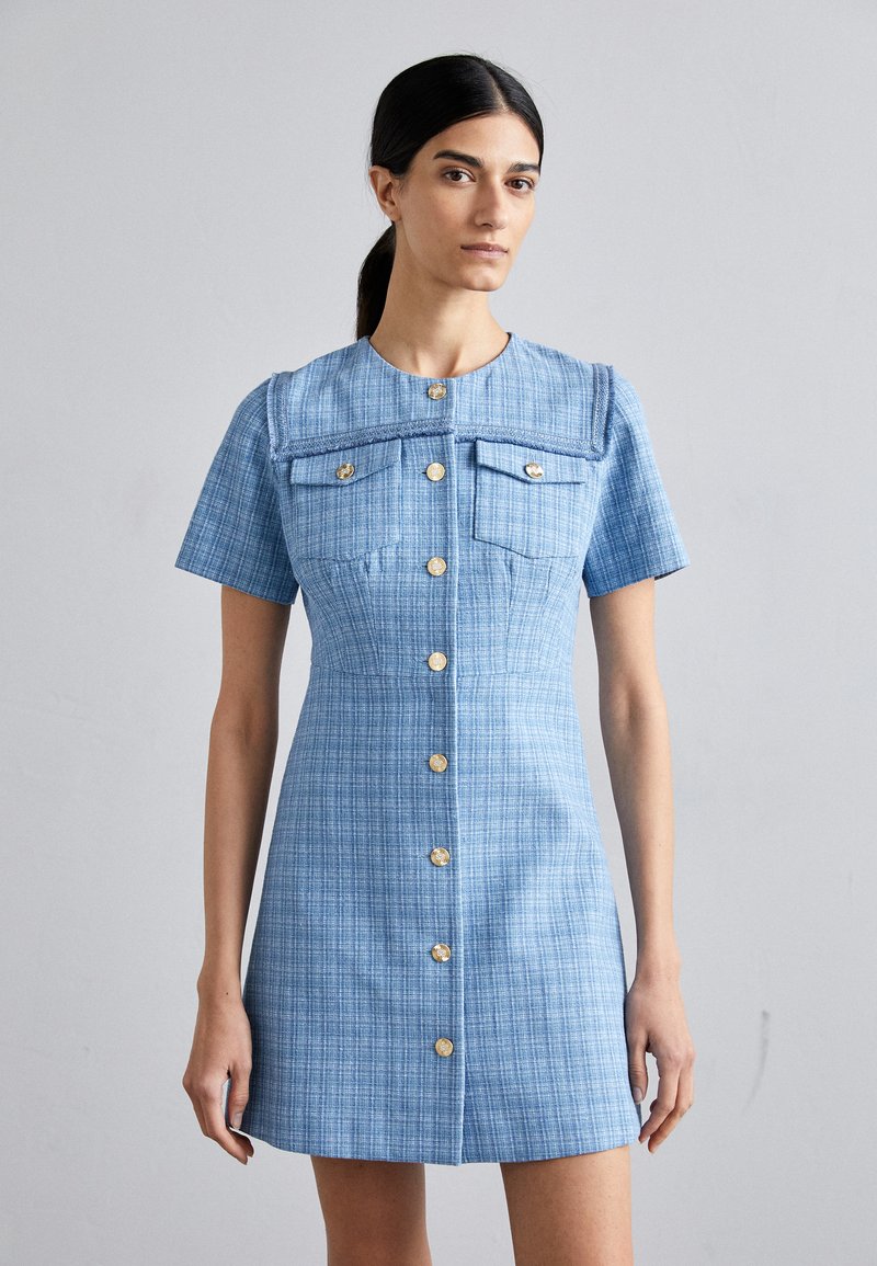 sandro - ROBE COURTE MANTEAU - Blousejurk - bleu, Vergroten