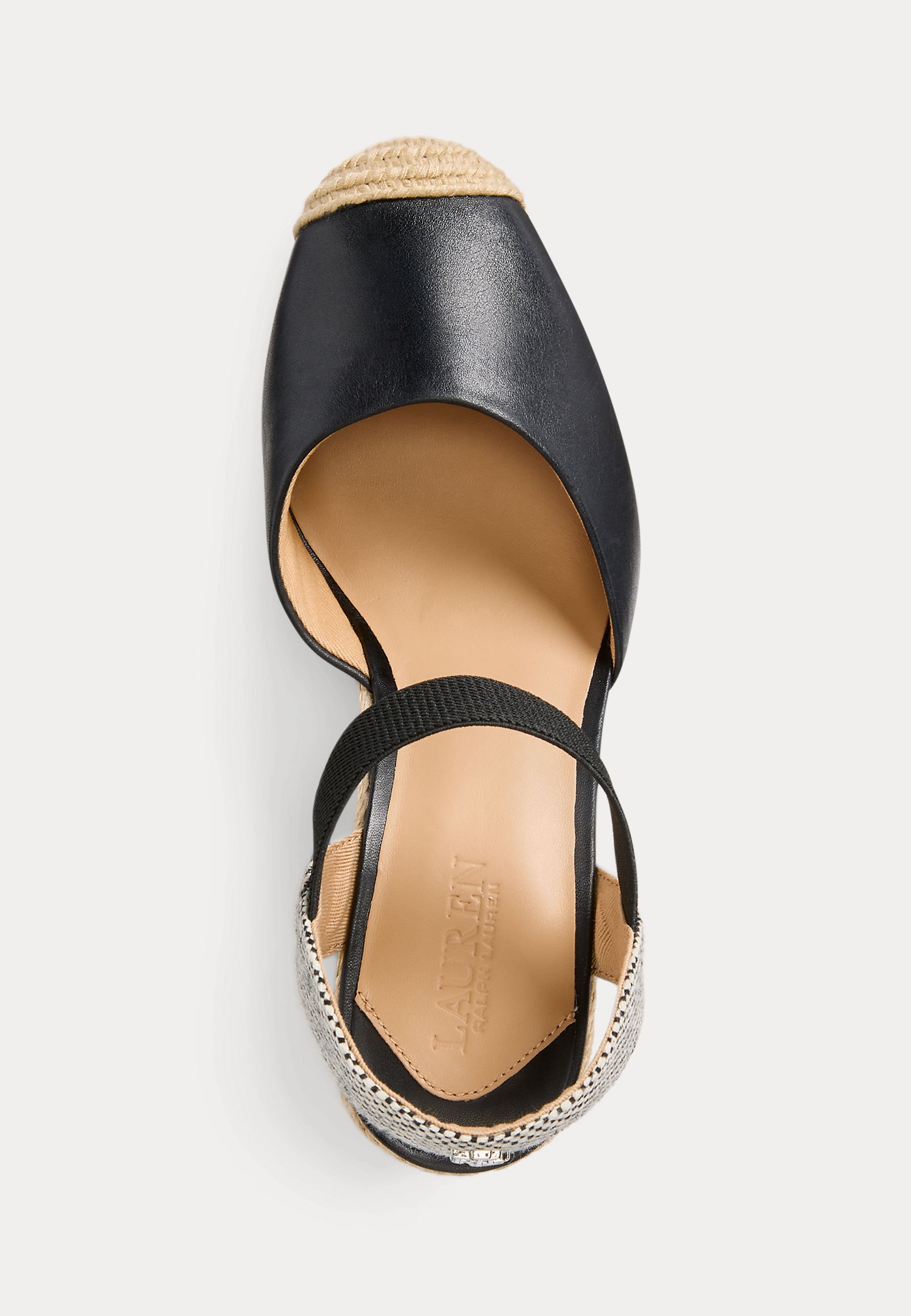 Lauren Ralph Lauren PEARLE II LEATHER \u0026 CANVAS ESPADRILLE - Espadrilles -  black/natural/black - Zalando.co.uk
