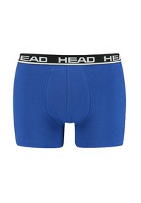 Blaue Boxershorts aus weichem Stoff, mit einem schwarzen Bund und weißem "HEAD" Branding. Enganliegendes Design mit einem vorderen Beutel.