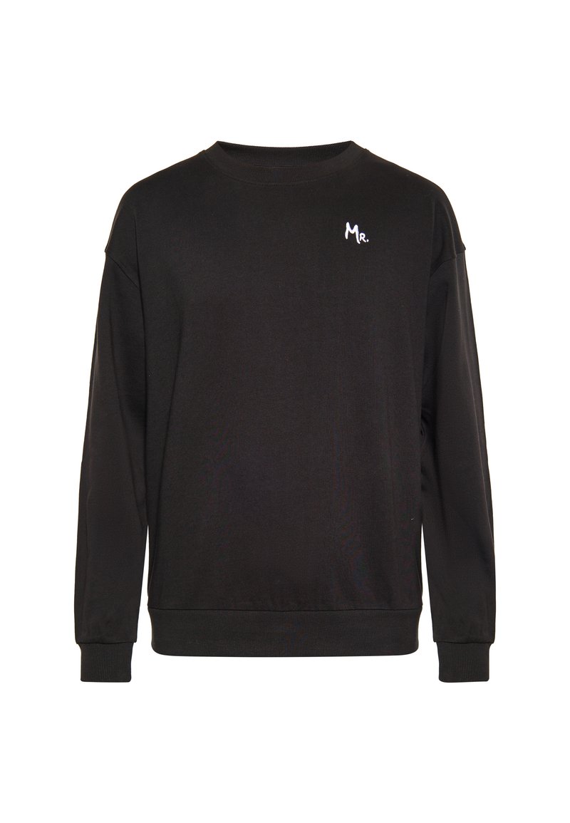 Sort sweatshirt lavet af bomuld, med lange ærmer og ribbet rund halsudskæring. Markant hvid logo detalje på brystet.