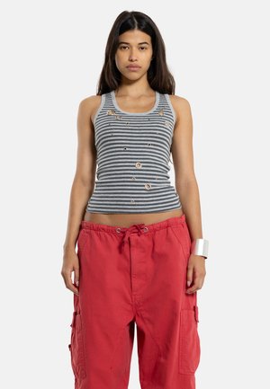 Jaded London, STRIPE EYELET STUDDED - Top - grey