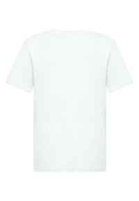 White cotton t-shirt, short sleeves, crew neck design, smooth texture, plain without patterns or graphics. Suitable for casual wear.