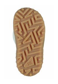 Suela de zapato de goma con un patrón de laberinto texturizado en marrón claro. Incluye un pequeño número embosado "20" cerca del borde.