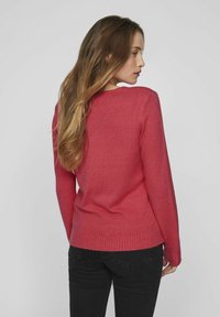 VILA VIRIL L/S V-NECK TOP - Pulover - viva magenta