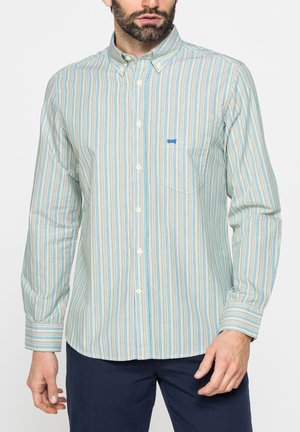 Carrera Jeans, Camicia - micro-striped pattern in shades of green blue yellow and white