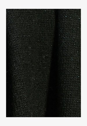 Tissu tricoté noir avec une texture fine, présentant un subtil éclat métallique et une apparence douce.