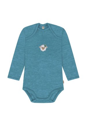 Unisex Merino Langarm Einteiler Woll Overall aus Merinowolle - Body - blau
