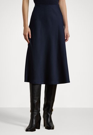 SATIN CHARMEUSE MIDI SKIRT - A-line skirt - navy