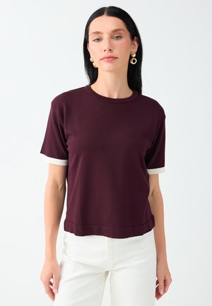 Jimmy Key, CREW NECK SHORT SLEEVE KNIT TOP - T-shirt basique - burgundy