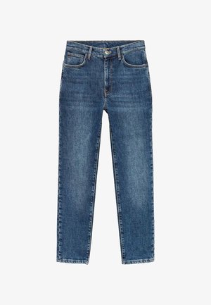 Plave traperice s ravnim krojem, sa pet džepova, prednjim zatvaranjem na gumb i blagim izbleđivanjem, koje pružaju klasičan izgled.