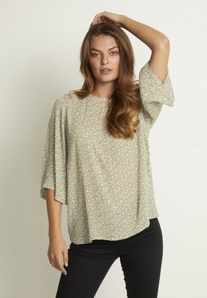 Blouse - mermaid green / chalk flower