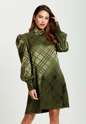 WITH HIGH NECK  PUFF SLEEVE - Day dress - green