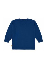 Langärmliges T-Shirt in tiefblau, aus weicher Baumwolle. Verfügt über einen Rundhalsausschnitt und gerippte Bündchen. Enthält ein kleines, mehrfarbiges Etikett am Saum.