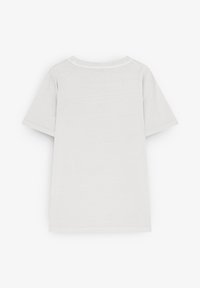 Witte korte mouw t-shirt, gemaakt van zachte katoen, met een ronde hals en een effen achteraanzicht, met strakke lijnen en een minimalistisch ontwerp.