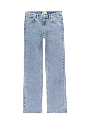 Lichtblauwe denim jeans met een rechte pijpdesign, vijf zakken en subtiele vervaging. Bevat een knoop- en ritssluiting.