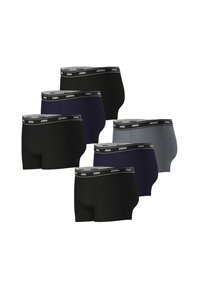 Boxers pour hommes en paquet de six. Comprend des couleurs unies : noir, marine et gris. Dotés d'une ceinture élastique avec le logo « ATHENA ».