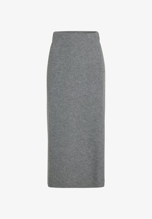 FALKE, SELECTION RIBBED MIDI - Jupe trapèze - m.grey mel