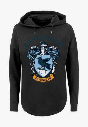 Czarna bluza z kapturem z herbem Ravenclaw. Projekt zawiera kruka, niebieski tarczę i złote akcenty z napisem "RAVENCLAW" powyżej i poniżej.