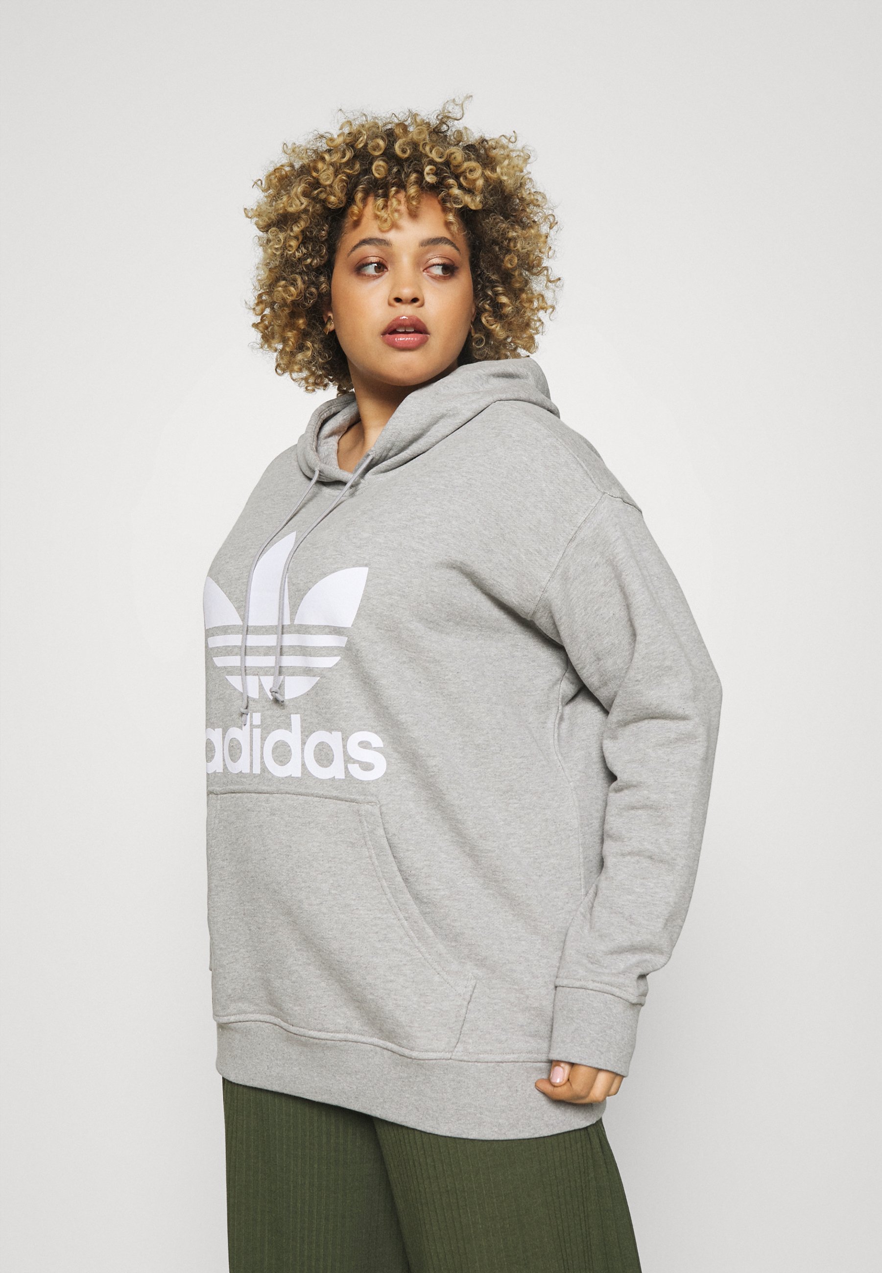 adidas originals trefoil hoodie grey