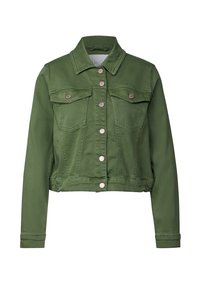 Giacca Corta In Denim Studio, Taglia 14, Verde Cachi, Con Fori E Bottoni