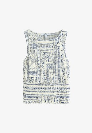 Next, SHIRRED MODAL SLEEVELESS TOP - Top - blue white print