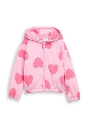 HOODIE MIT MUSTER - Sweater met rits - big pink heart print