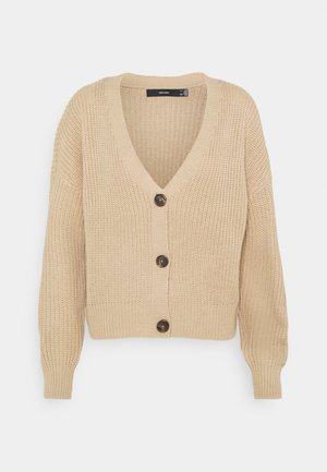 VMLEA V NECK CARDIGAN - Cardigan - beige