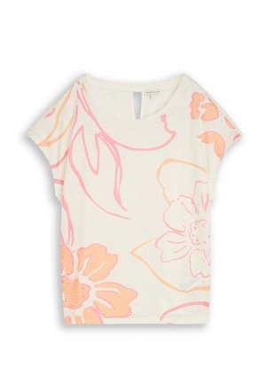 TOM TAILOR, T-SHIRT MIT BLUMENMUSTER - T-shirt imprimé - whisper white