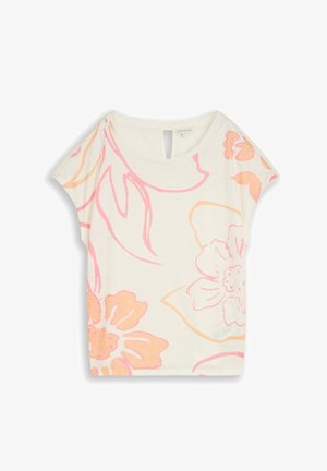 TOM TAILOR, T-SHIRT MIT BLUMENMUSTER - T-shirt print - whisper white