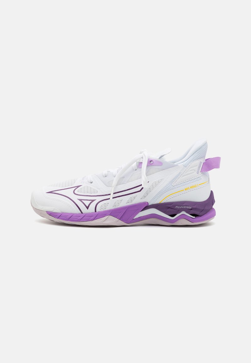 Mizuno WAVE MIRAGE 5 - Boty na házenou - white/patrician purple/quince