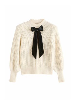Love & Roses, HIGH NECK BOW DETAIL COSY KNITTED JUMPER - Strickpullover - ivory