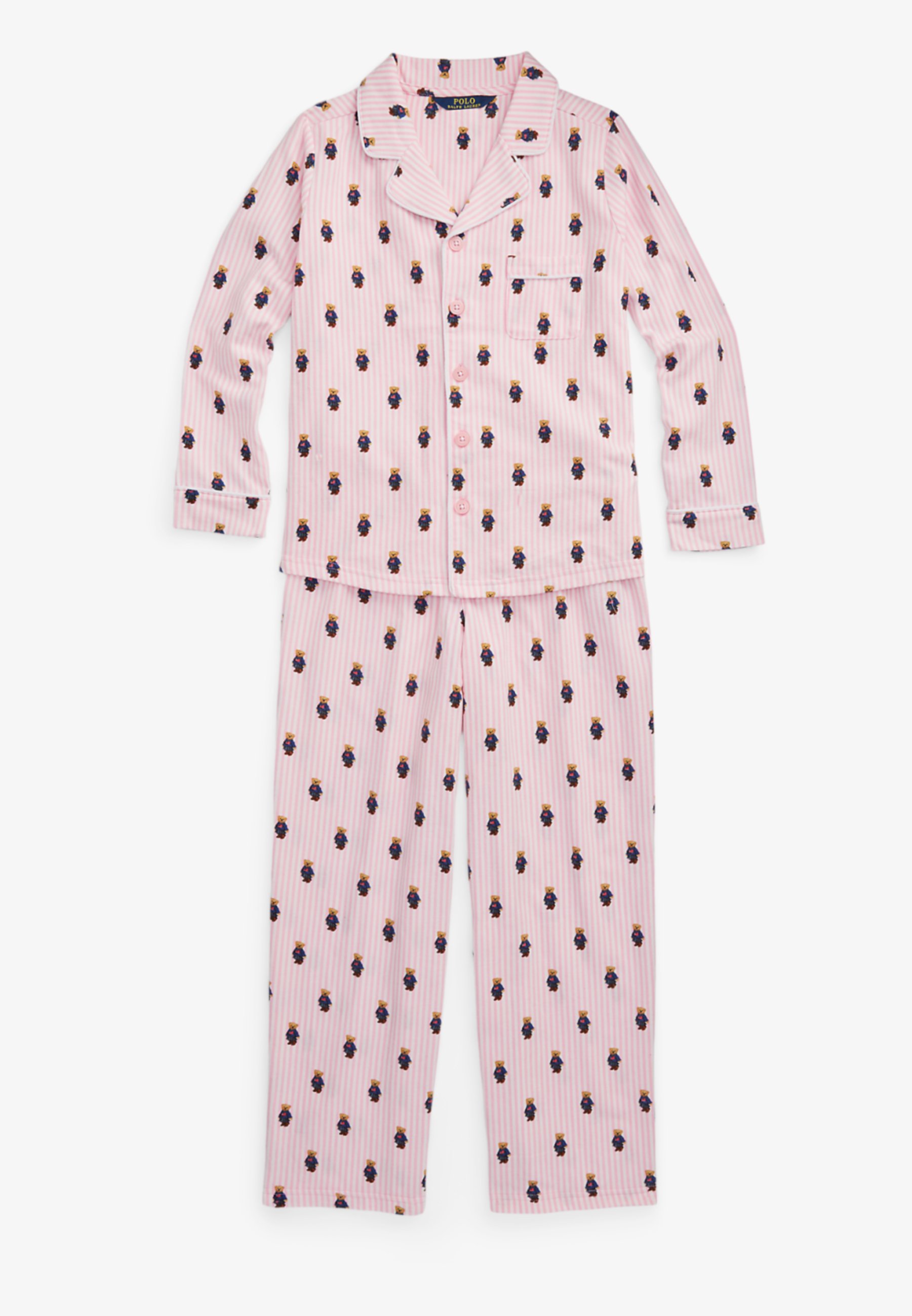 Polo Ralph Lauren BEAR PANT Pyjama set white/carmel pink/pink
