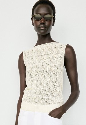 Massimo Dutti, SLEEVELESS OPEN-KNIT TOP - Top - white