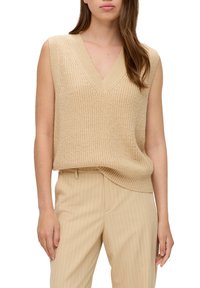 QS MIT V-NECK - Strickpullover - beige