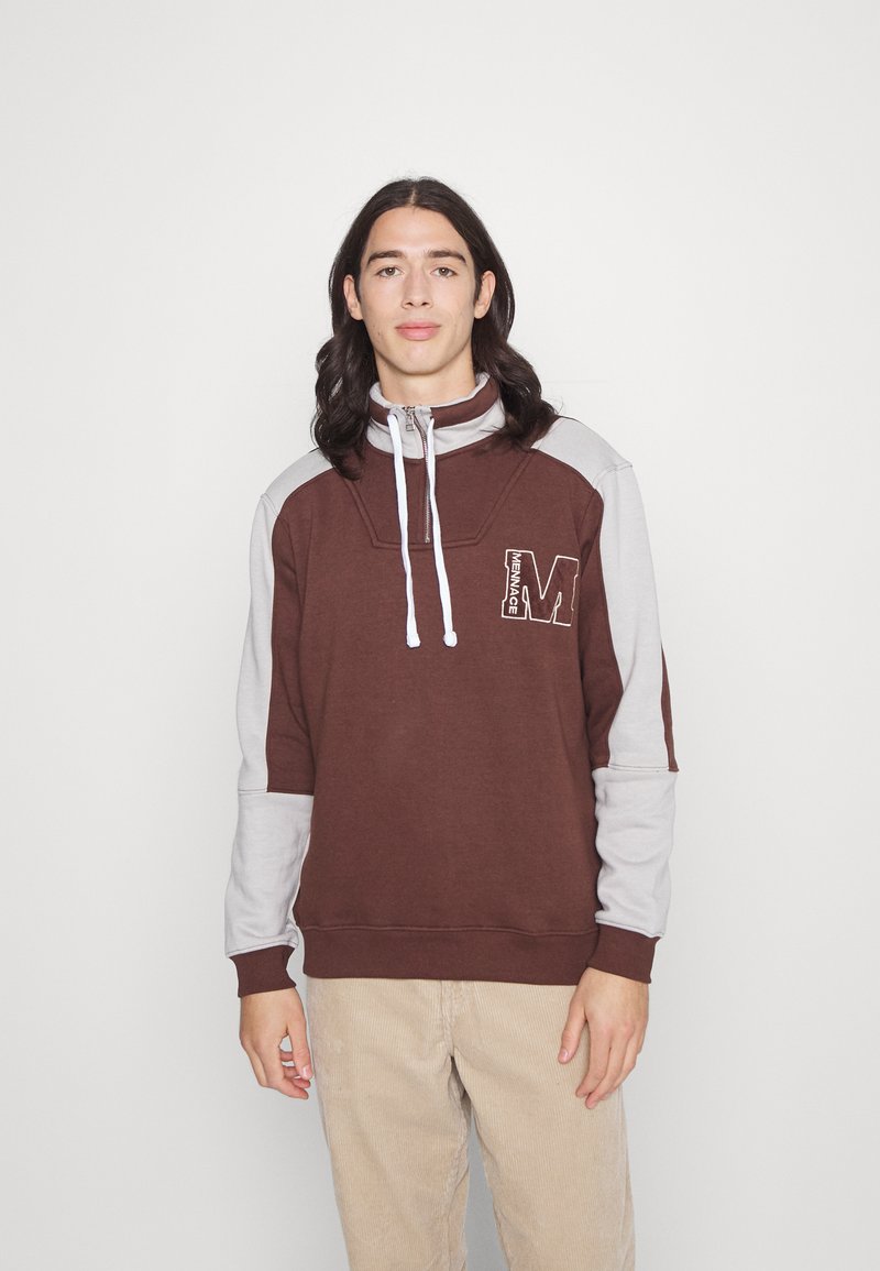 Mennace CONTRAST PANEL HALF ZIP - Camisola - brown