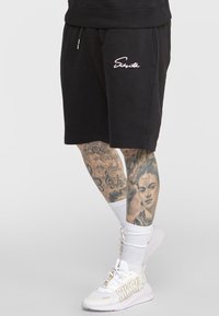 SIKSILK - SCRIPT EMBROIDERY - Shorts - black Thumbnail Image 1