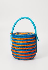 STRIPED PICNIC BASKET - Torbica - light blue-terracota/turquoise