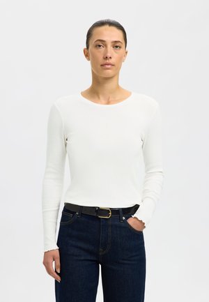 Selected Femme SLFANNA CREW NECK NOOS - Pitkähihainen paita - snow white
