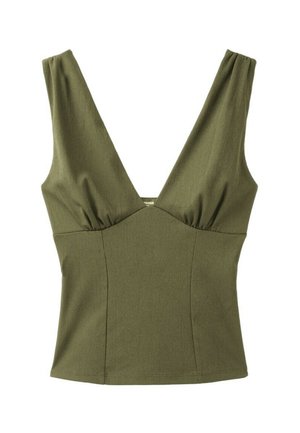 Stradivarius, FITTED WIDE-STRAP TOP - Top - khaki