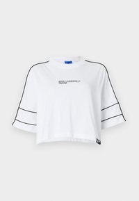 RELAXED CROPPED PIPING TEE - Marškinėliai su spaudiniu - white