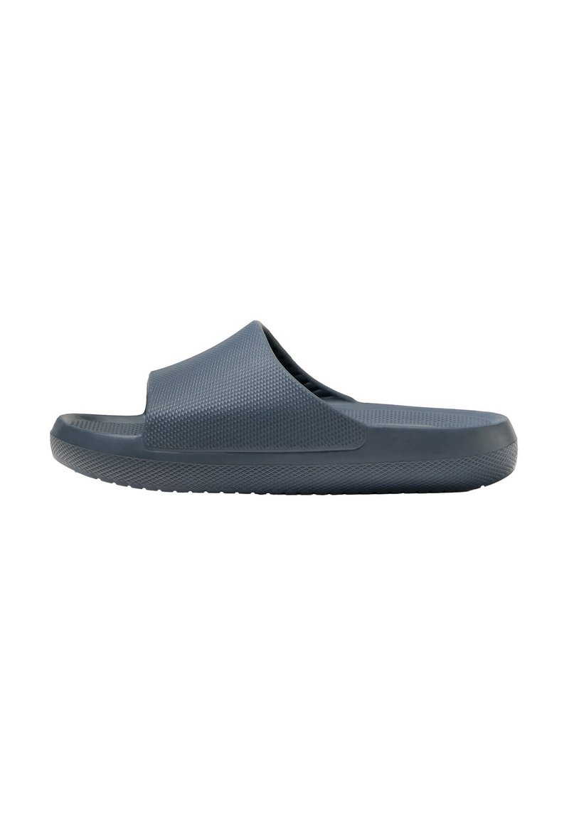 Sandaal in donkergrijs, gemaakt van gestructureerd rubber. Open teen ontwerp met een ronde vorm, voorzien van een platte zool en een subtiel profiel.