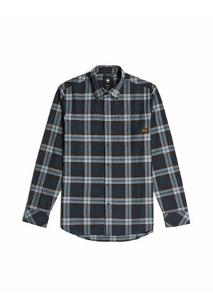 Langsleeve geruite overhemden in donkerblauw, lichtblauw en bruin. Heeft een button-down kraag, een borstzak en een gebogen zoom. Gemaakt van katoen.