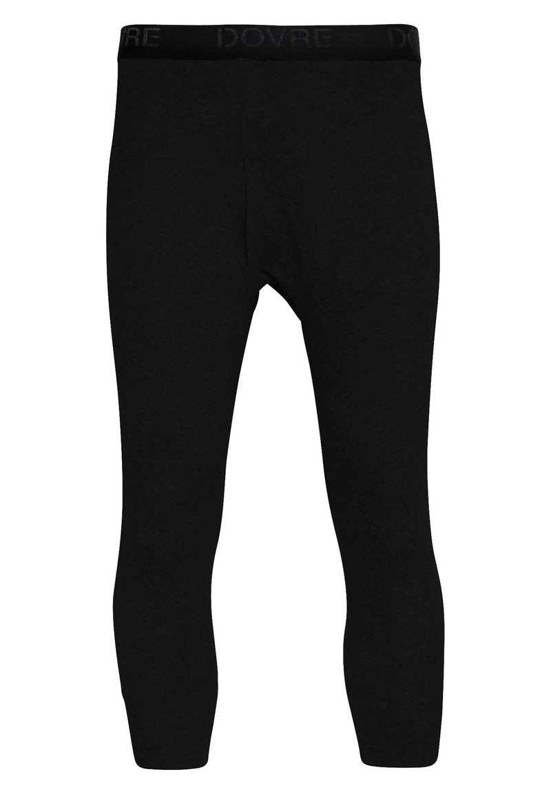 Svarte leggings laget av myk, elastisk stoff. Har en midje med "DOVRE"-merke. Slim fit med en jevn tekstur hele veien.