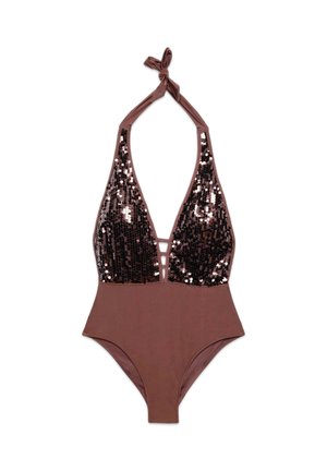 Terranova, COSTUME INTERO CON PAILLETTES E CUT-OUT - Costume da bagno - var cacao